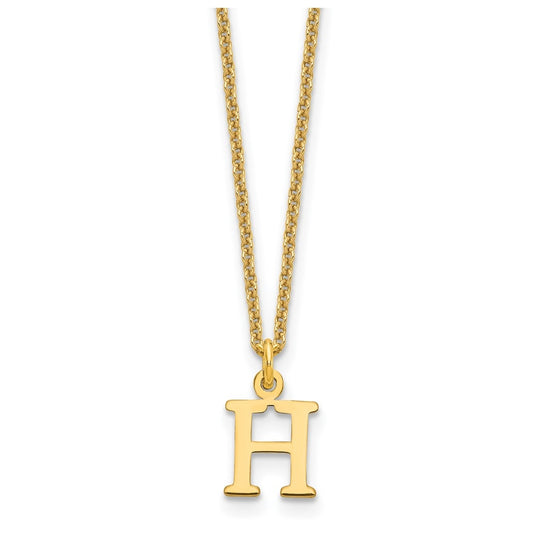 10K Yellow Gold Cutout Letter H Initial Necklace