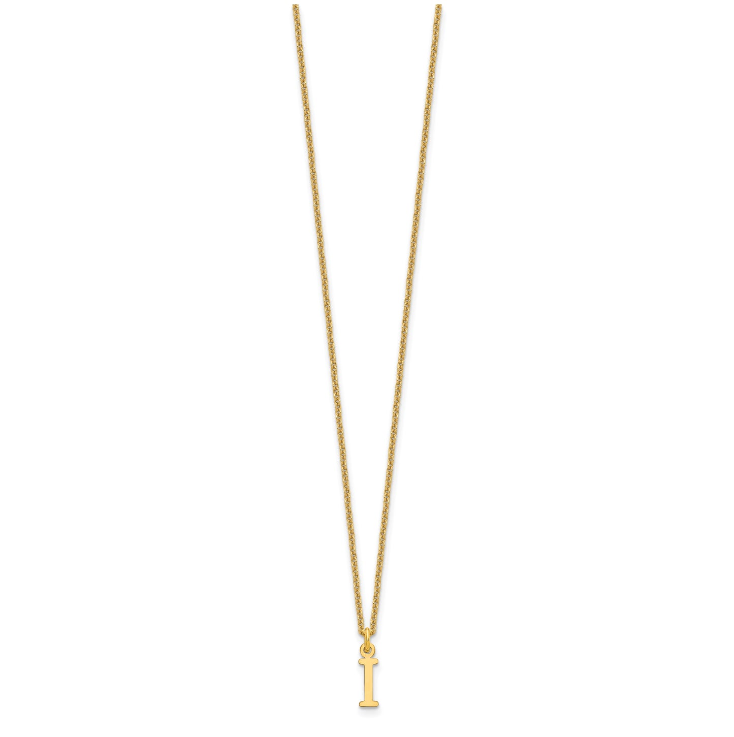 10K Yellow Gold Cutout Letter I Initial Necklace
