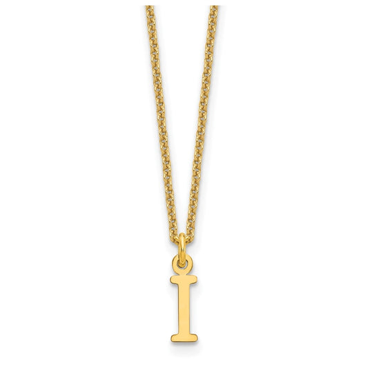 10K Yellow Gold Cutout Letter I Initial Necklace