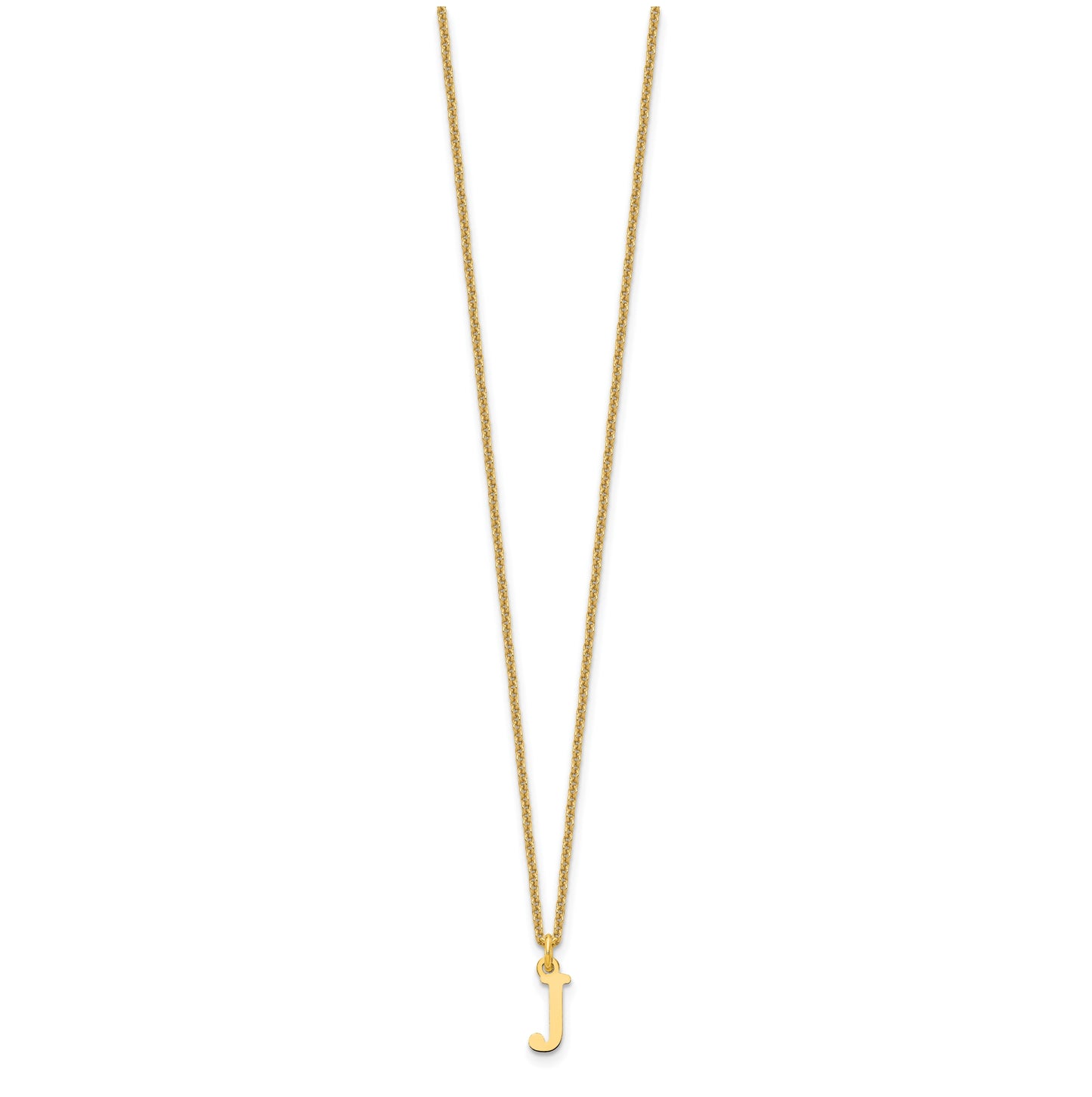 10K Yellow Gold Cutout Letter J Initial Necklace