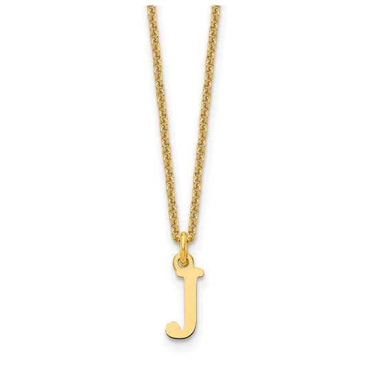 10K Yellow Gold Cutout Letter J Initial Necklace