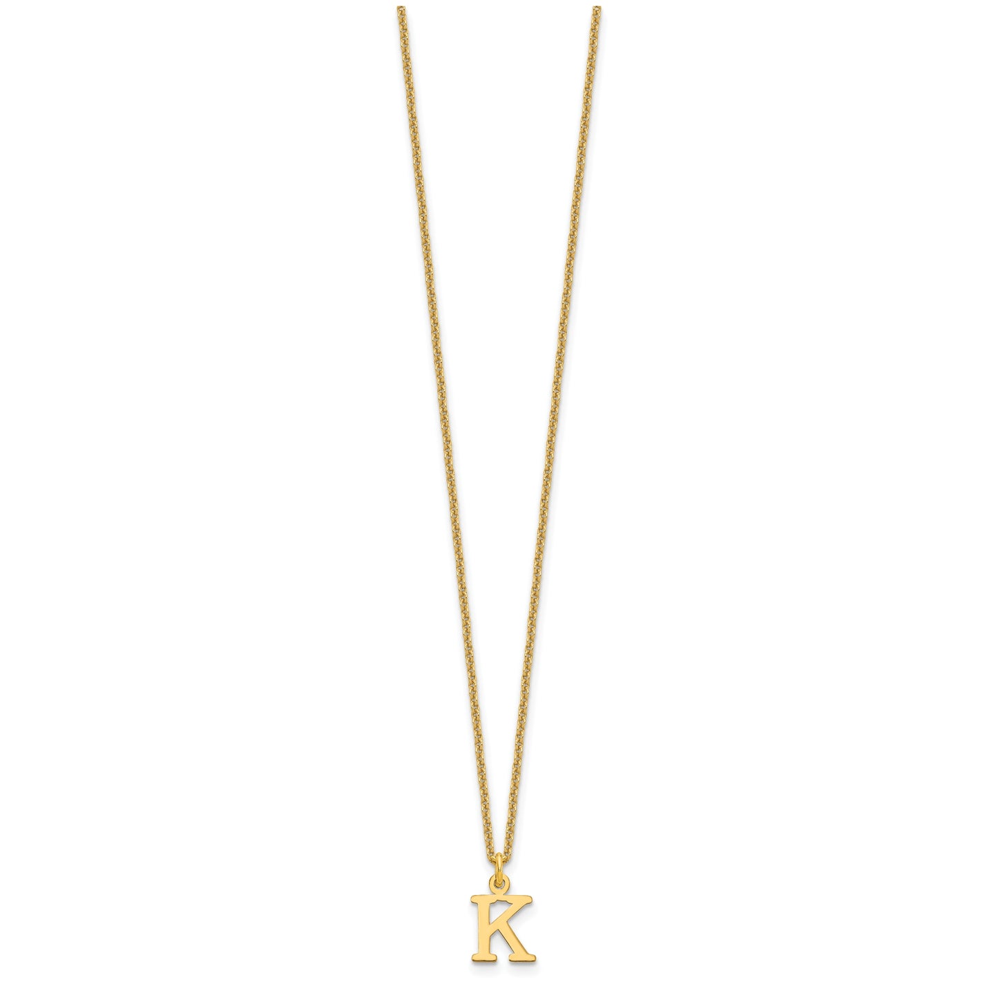 10K Yellow Gold Cutout Letter K Initial Necklace