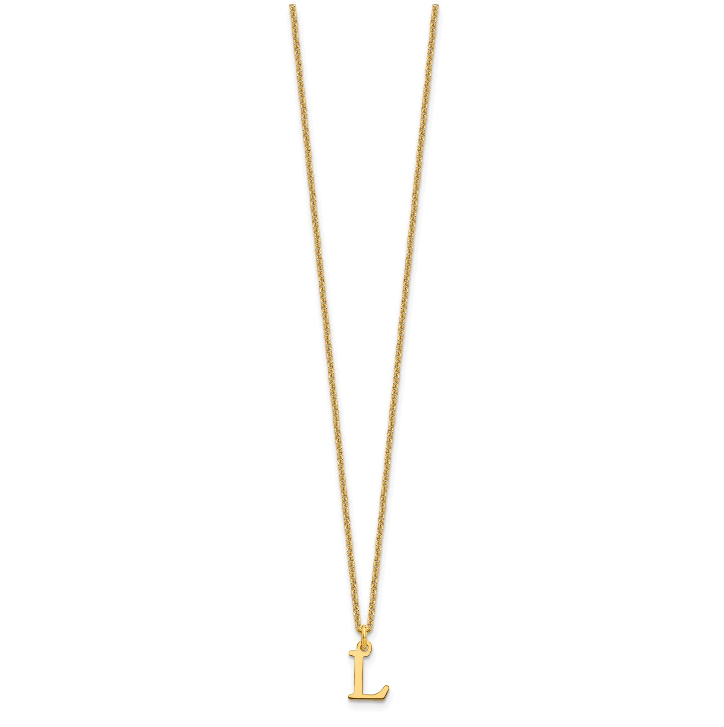 10K Yellow Gold Cutout Letter L Initial Necklace