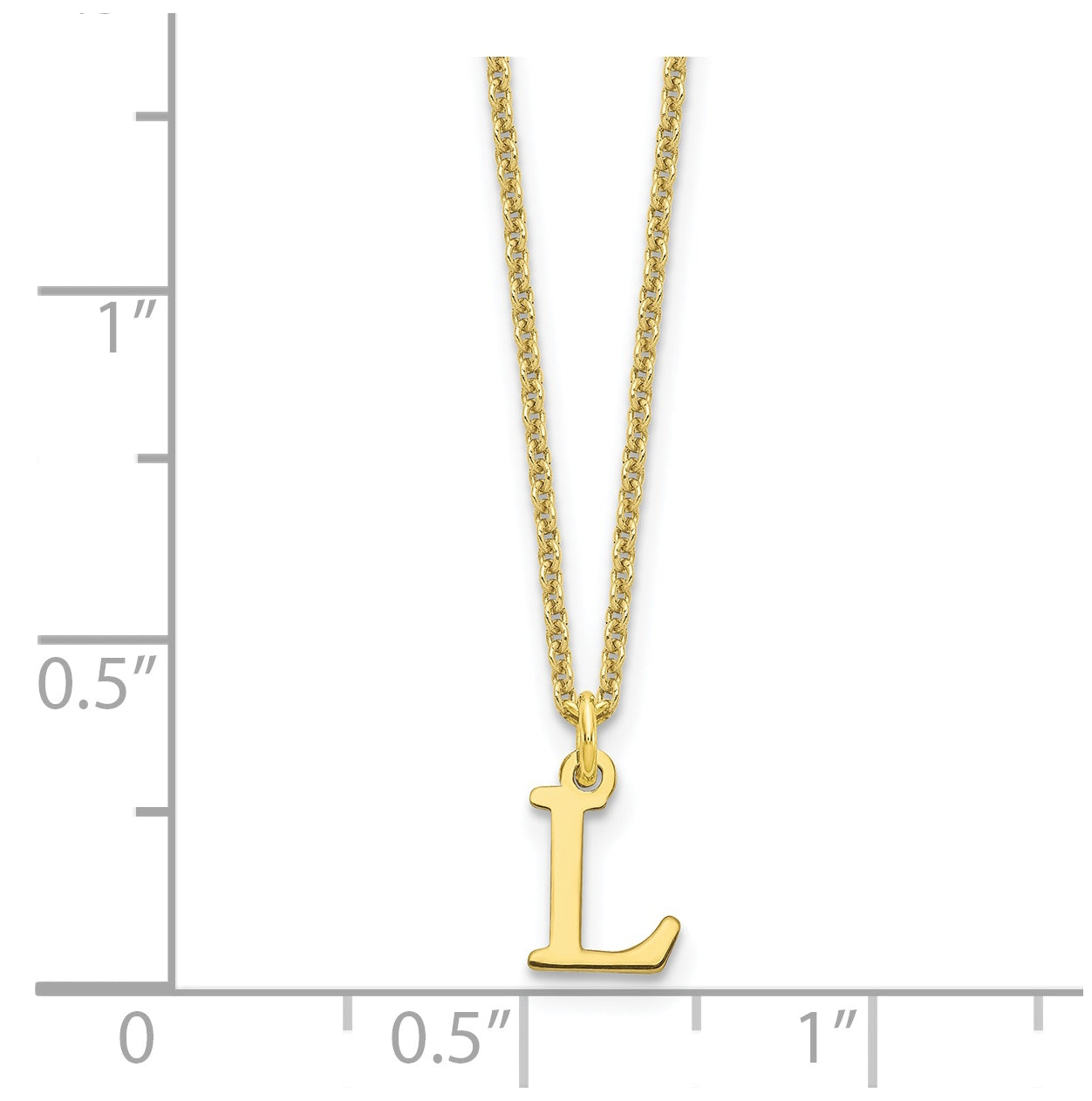 10K Yellow Gold Cutout Letter L Initial Necklace