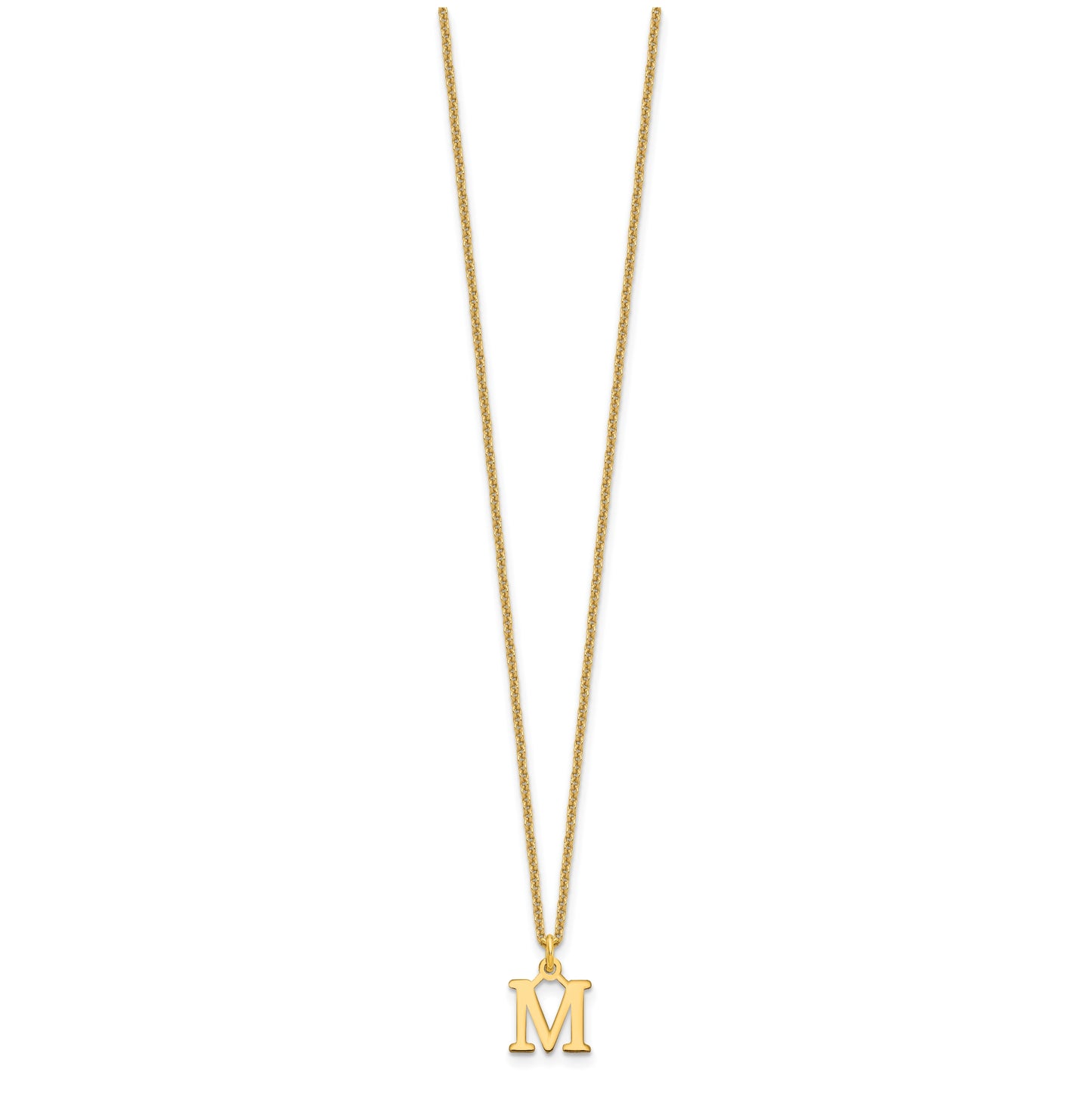10K Yellow Gold Cutout Letter M Initial Necklace