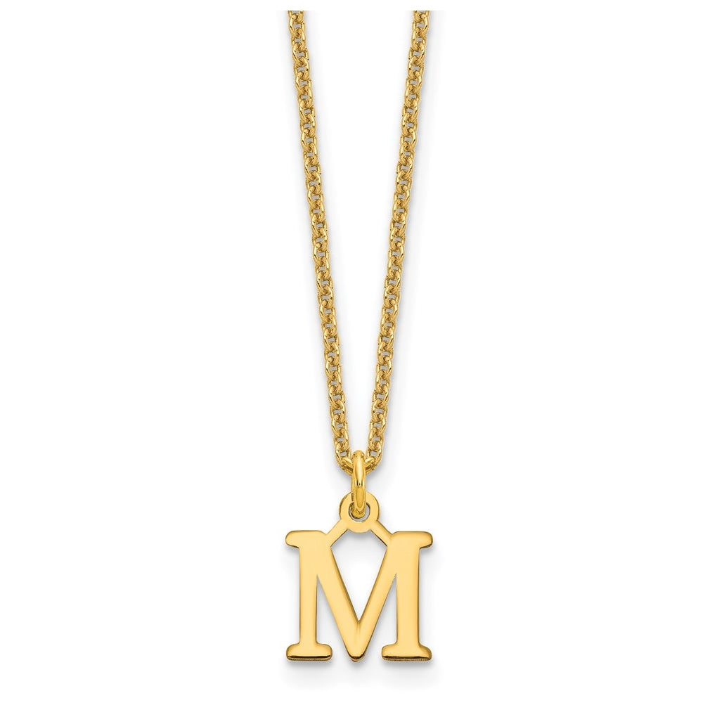 10K Yellow Gold Cutout Letter M Initial Necklace