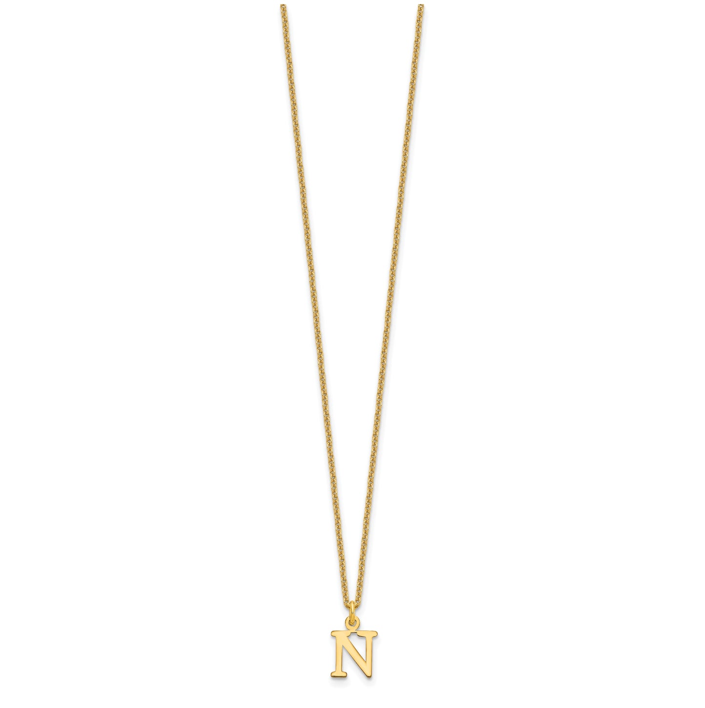 10K Yellow Gold Cutout Letter N Initial Necklace