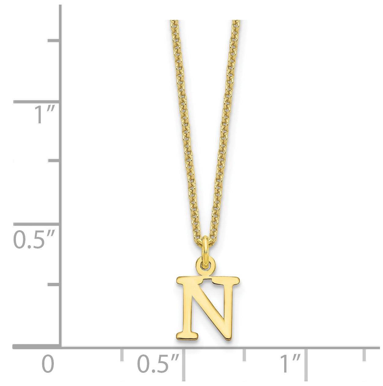 10K Yellow Gold Cutout Letter N Initial Necklace