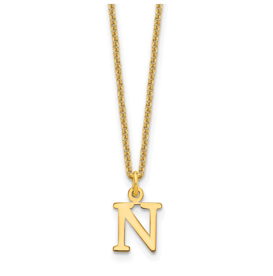 10K Yellow Gold Cutout Letter N Initial Necklace