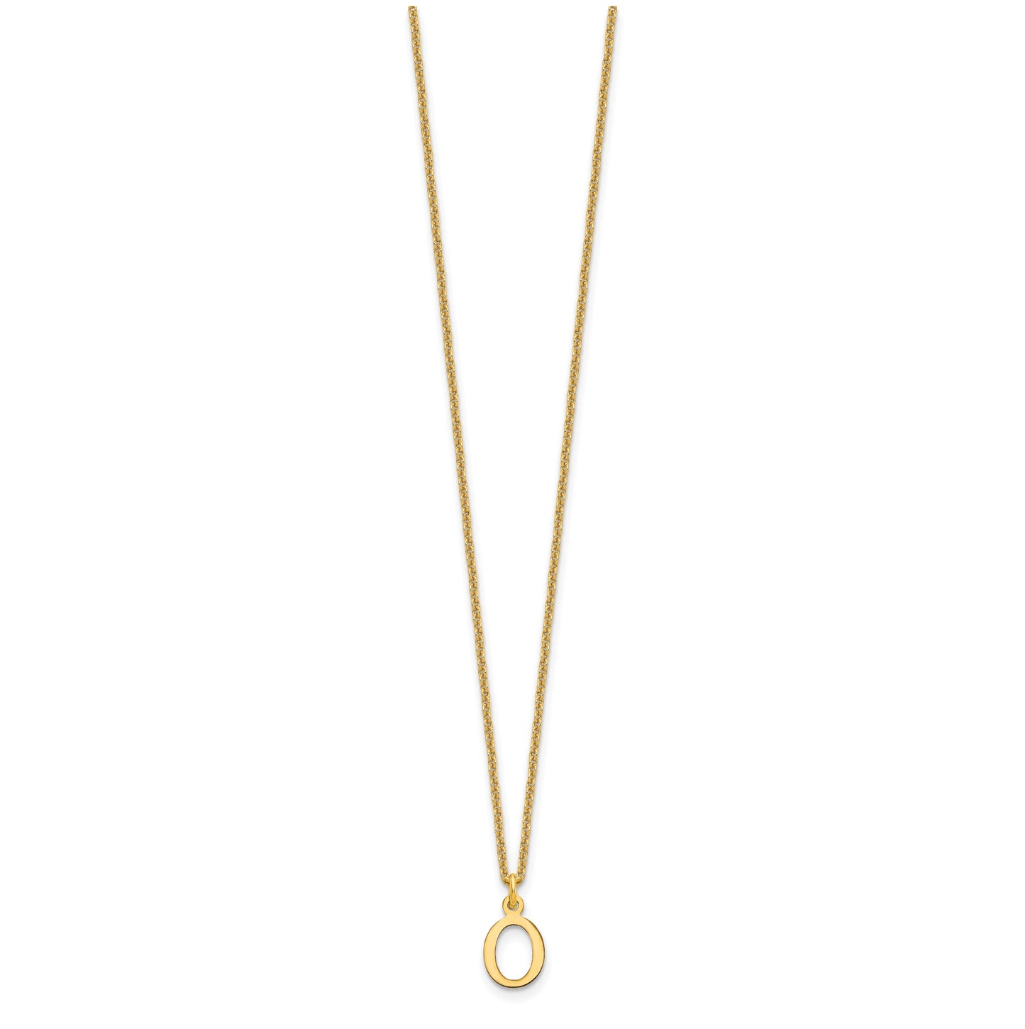 10K Yellow Gold Cutout Letter O Initial Necklace