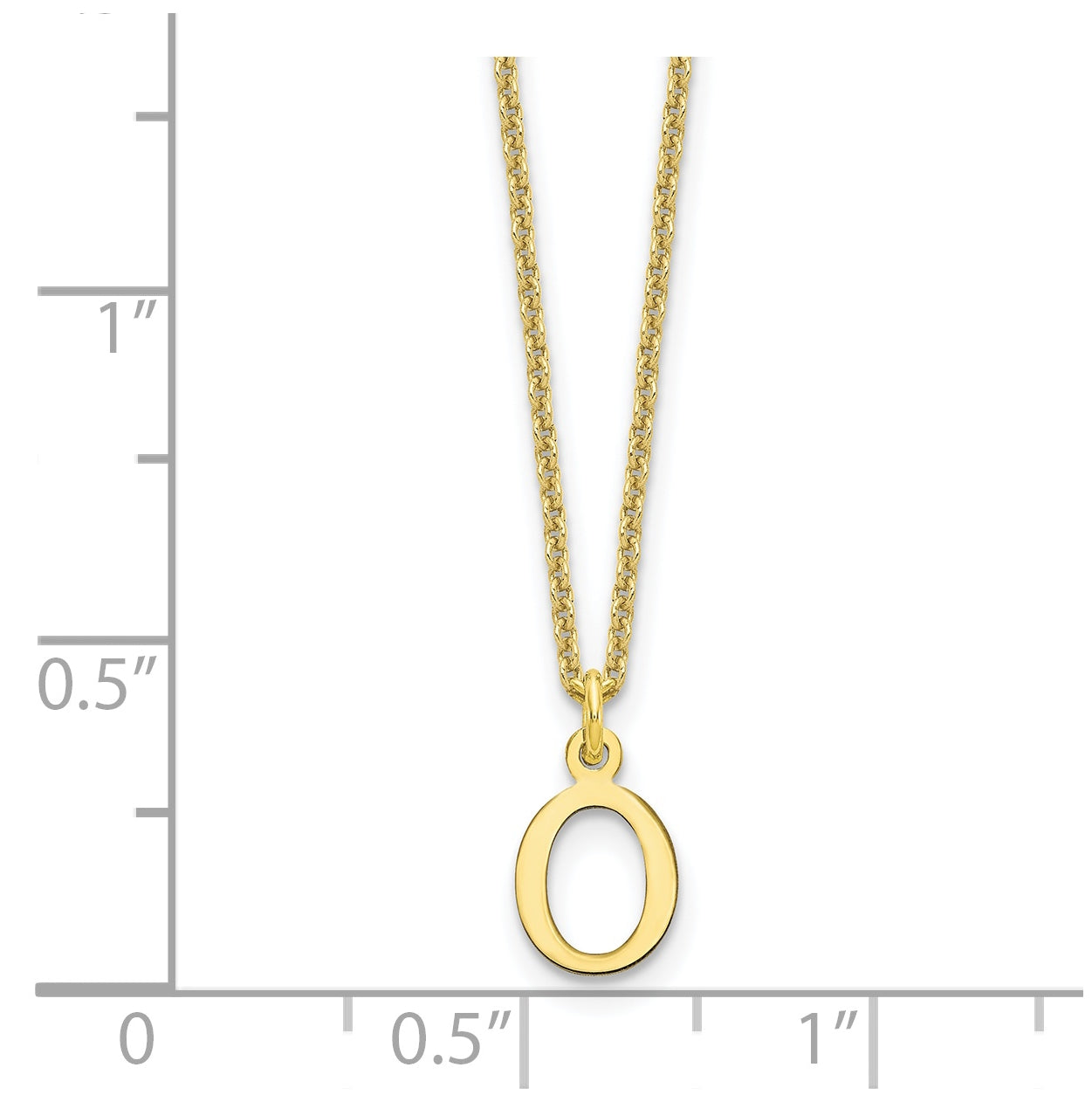 10K Yellow Gold Cutout Letter O Initial Necklace