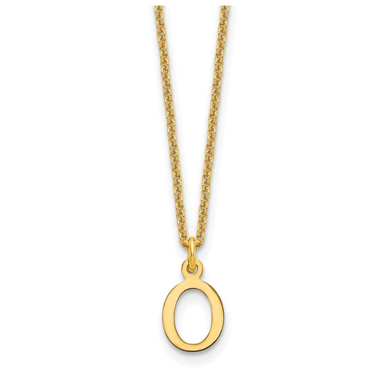10K Yellow Gold Cutout Letter O Initial Necklace