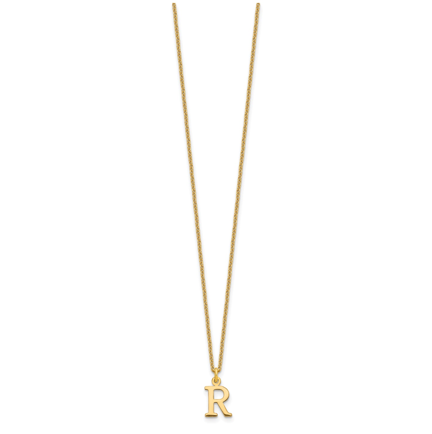 10K Yellow Gold Cutout Letter R Initial Necklace