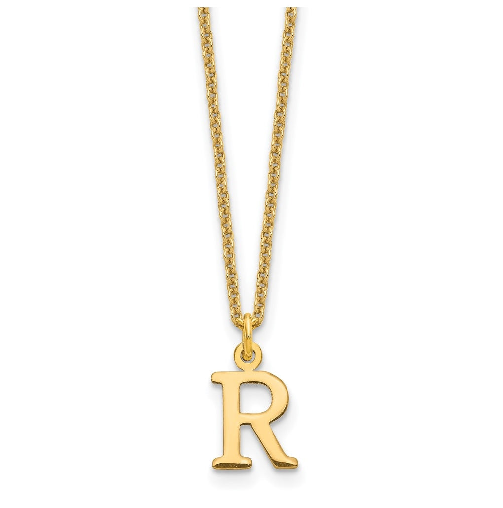 10K Yellow Gold Cutout Letter R Initial Necklace