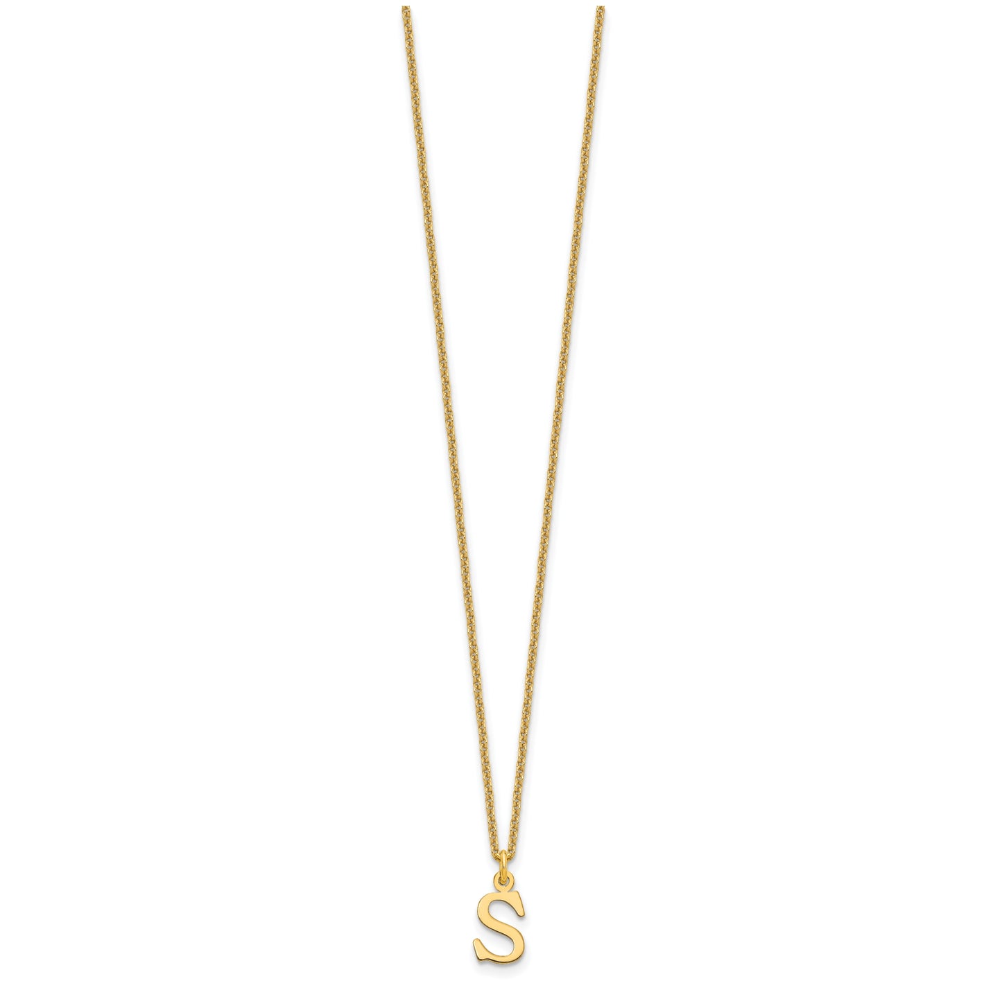 10K Yellow Gold Cutout Letter S Initial Necklace