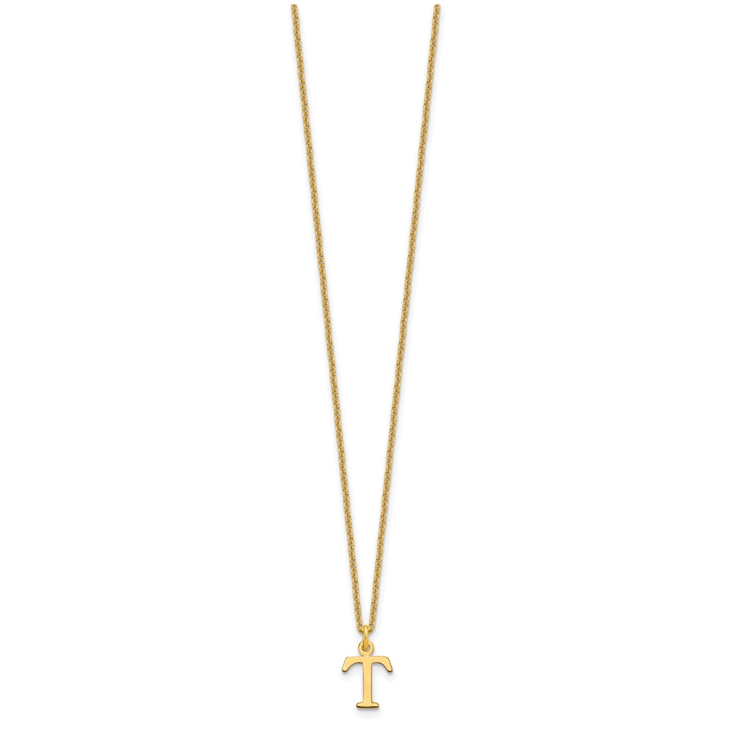 10K Yellow Gold Cutout Letter T Initial Necklace