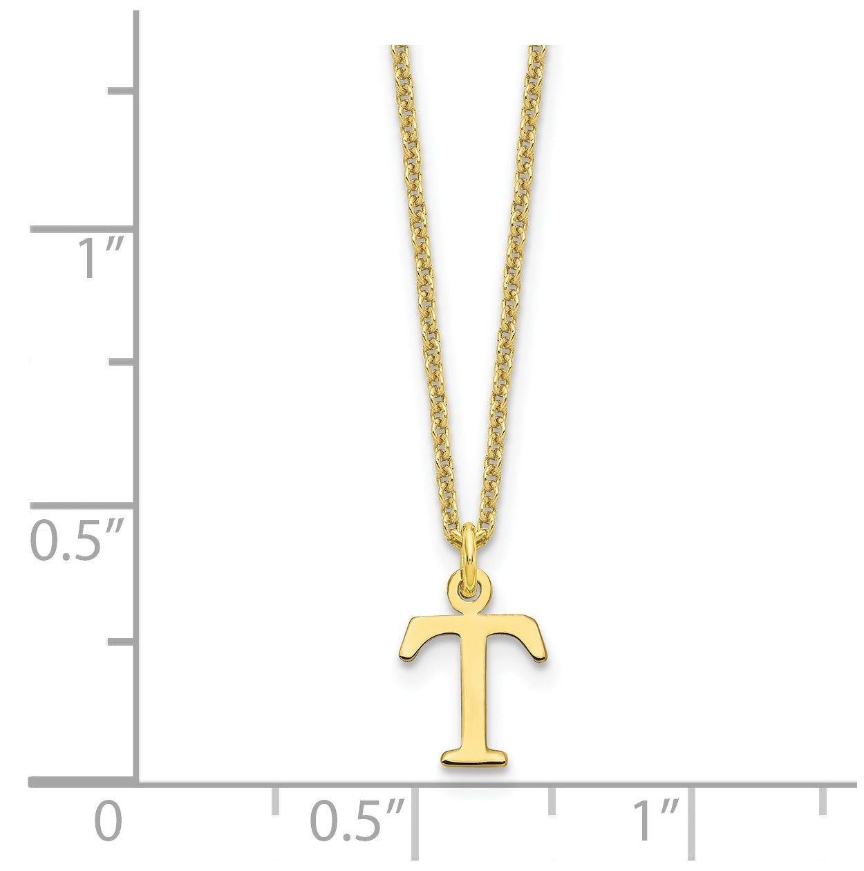 10K Yellow Gold Cutout Letter T Initial Necklace