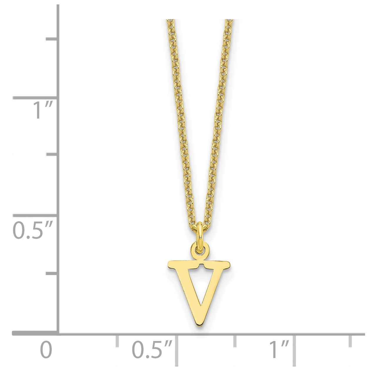 10K Yellow Gold Cutout Letter V Initial Necklace