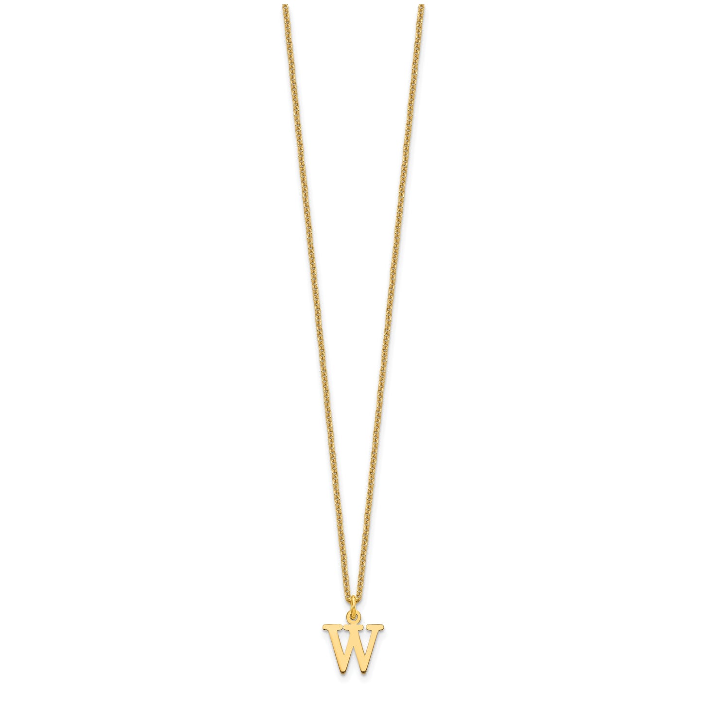 10K Yellow Gold Cutout Letter W Initial Necklace