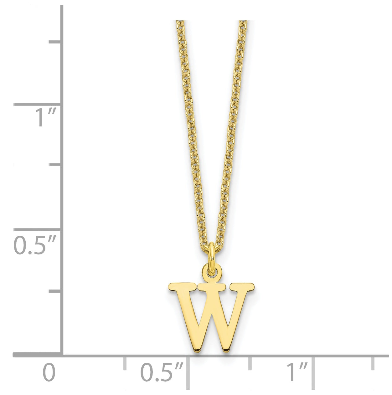 10K Yellow Gold Cutout Letter W Initial Necklace