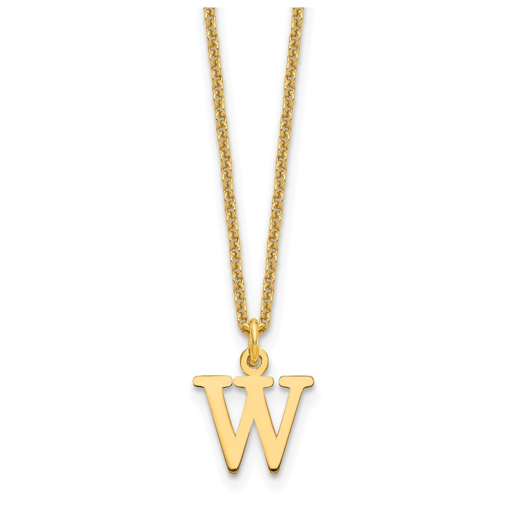 10K Yellow Gold Cutout Letter W Initial Necklace
