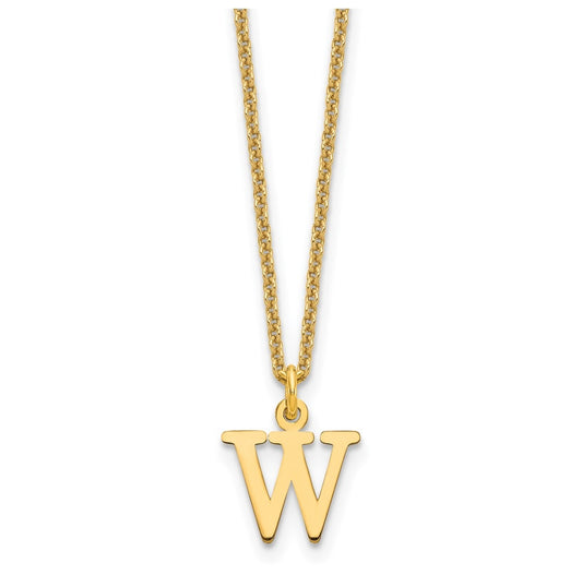 10K Yellow Gold Cutout Letter W Initial Necklace