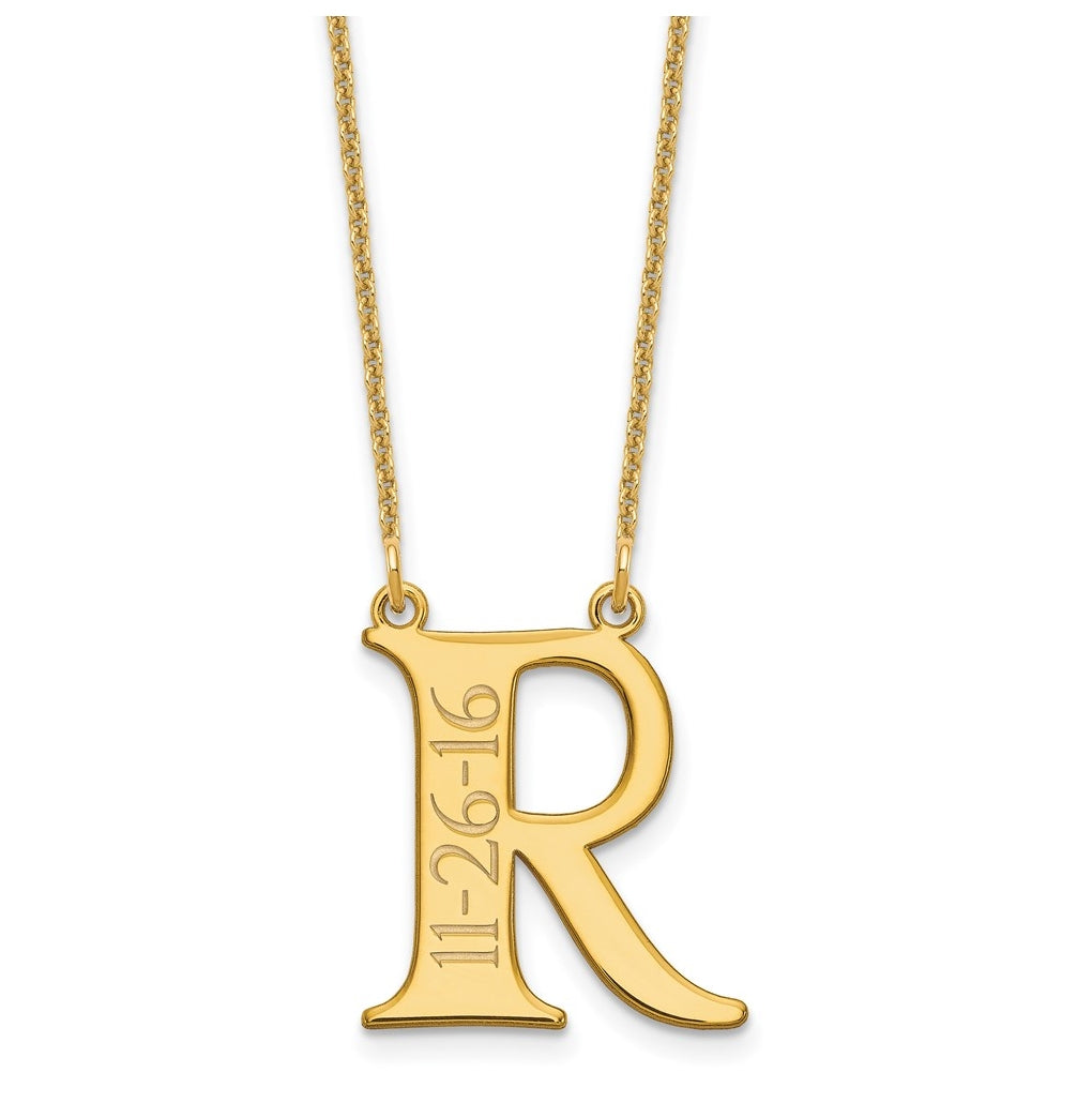 10K Yellow Gold Initial with Date Necklace