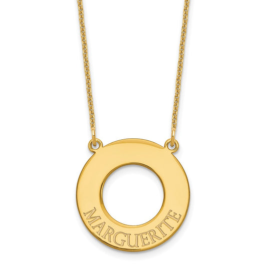 10K Yellow Gold Open Circle with 1 Name Necklace