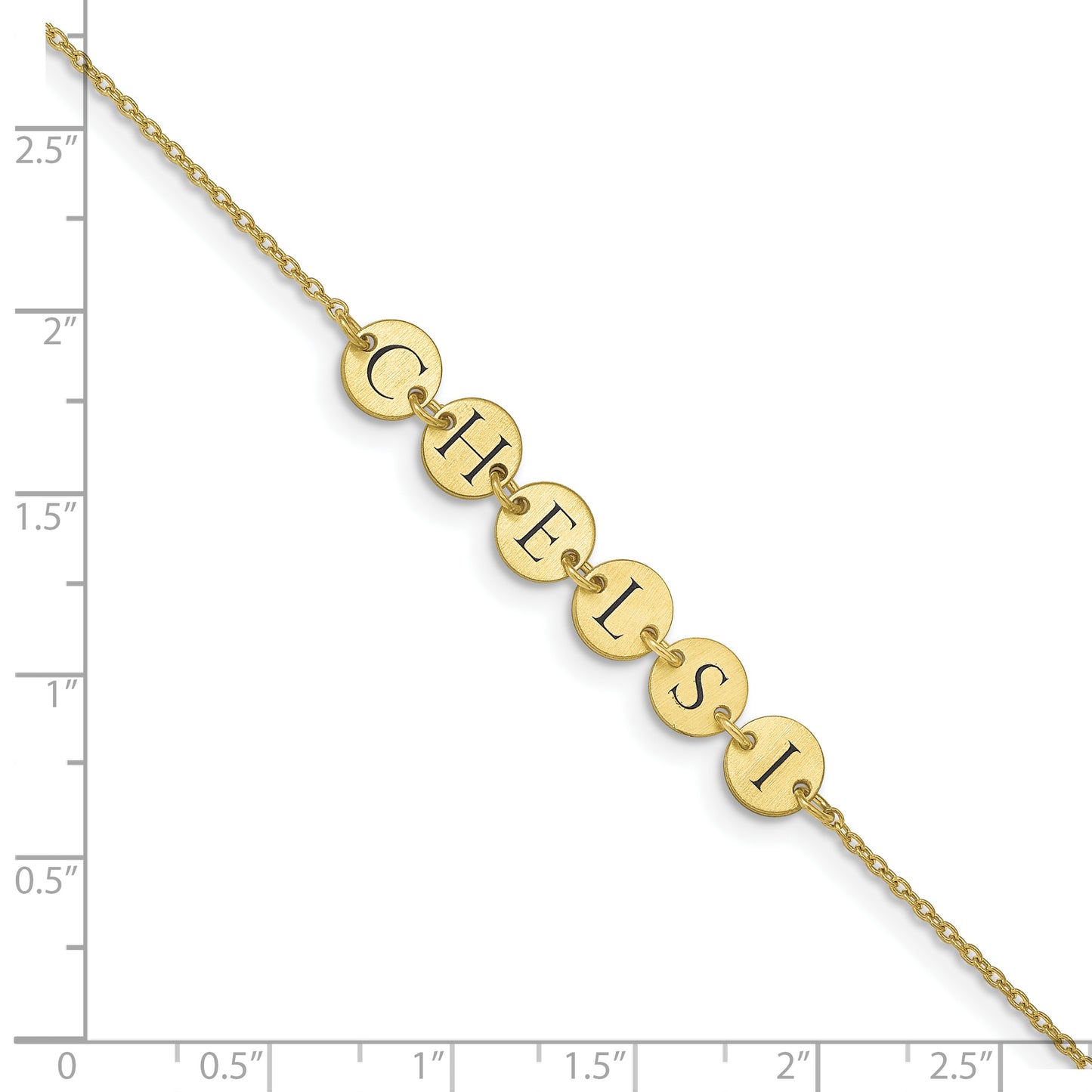 10K Yellow Gold Enameled Disk Letter Bracelet