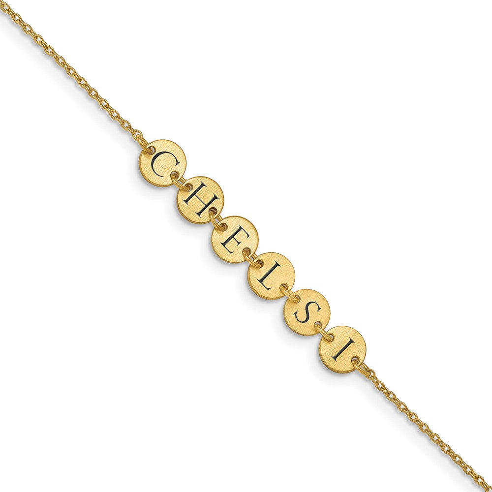10K Yellow Gold Enameled Disk Letter Bracelet
