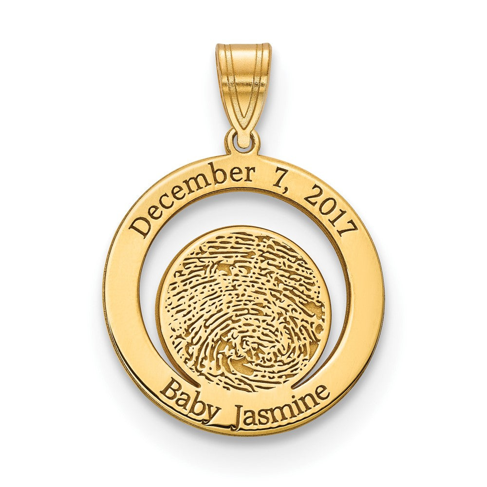 10K Yellow Gold Date of Birth and Fingerprint Pendant