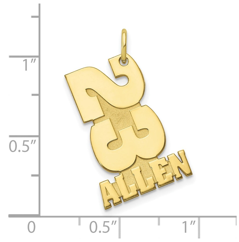 10K Yellow Or White Gold Stacked Number and Name Charm