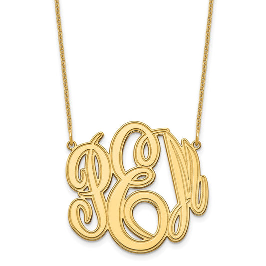 10K Yellow Gold Etched Monogram Necklace