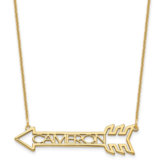 10K Yellow Gold Personalized Arrow Necklace
