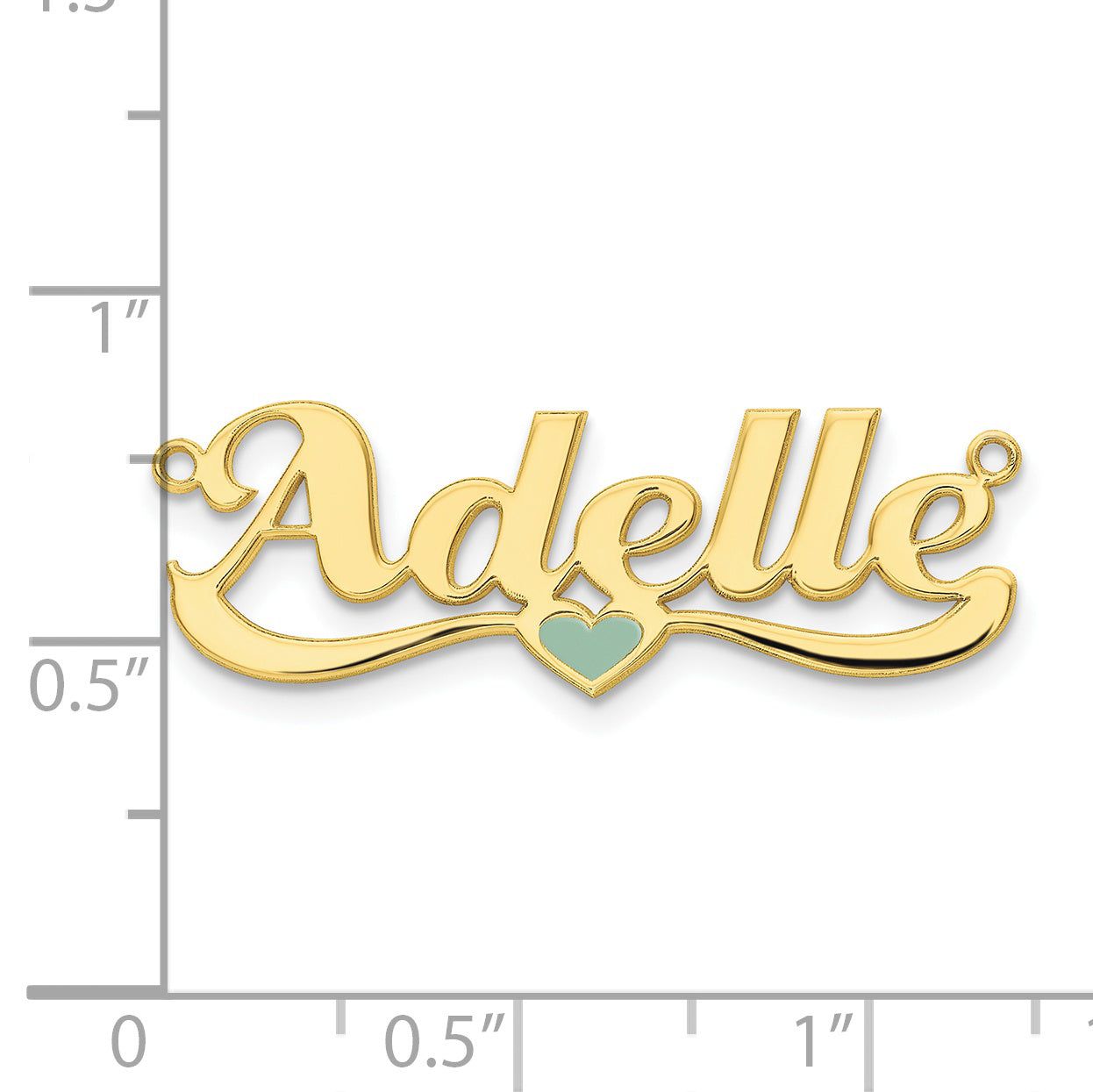 10K Yellow Gold Enameled Heart Name Plate