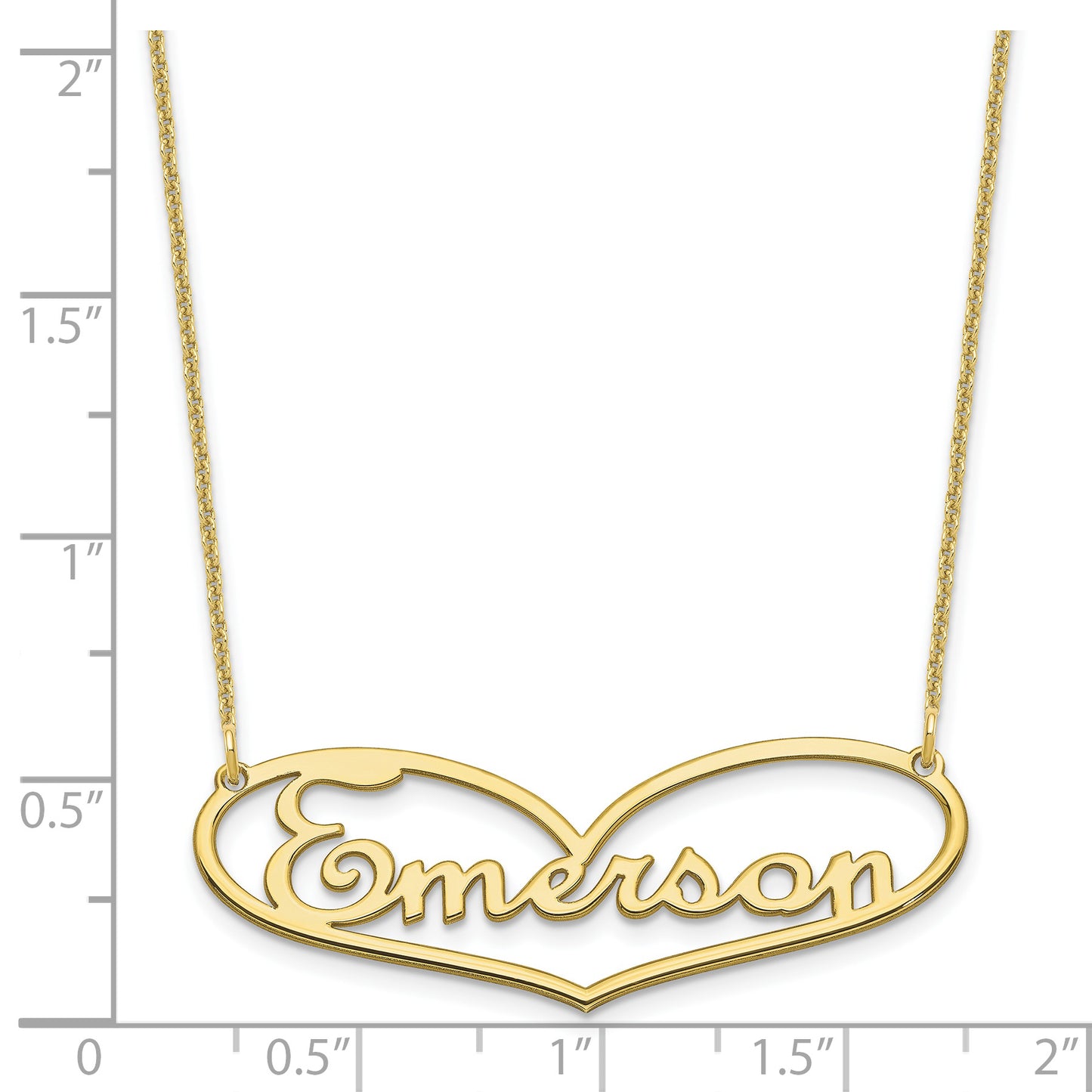10K Yellow Gold Large Heart Name Plate Necklace