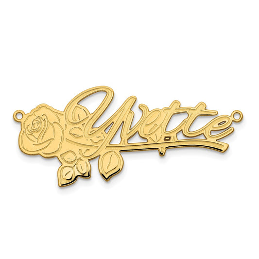 10K Yellow Gold Polished Rose Name Plate