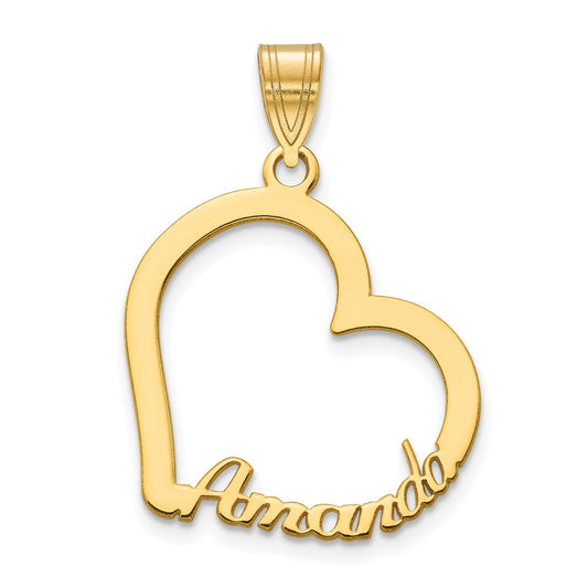 10K Yellow Gold Heart with Name Pendant
