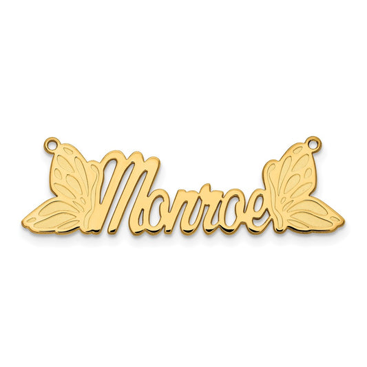 10K Yellow Gold Polished Butterfly Name Plate