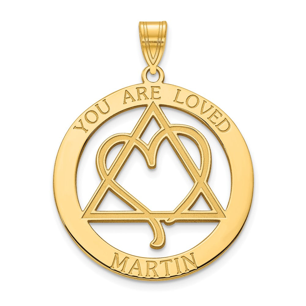10K Yellow Gold Personalized YOU ARE LOVED Adoption Pendant