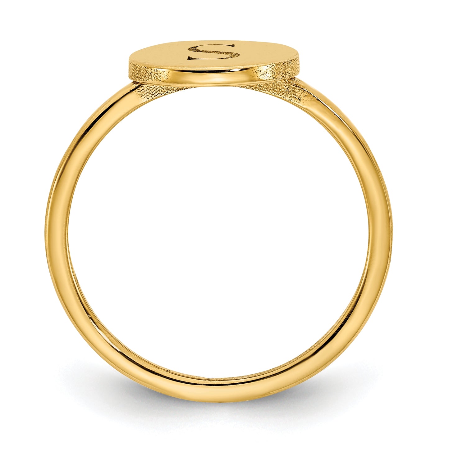 10K Yellow Gold Initial Circle Signet Ring, Size 6