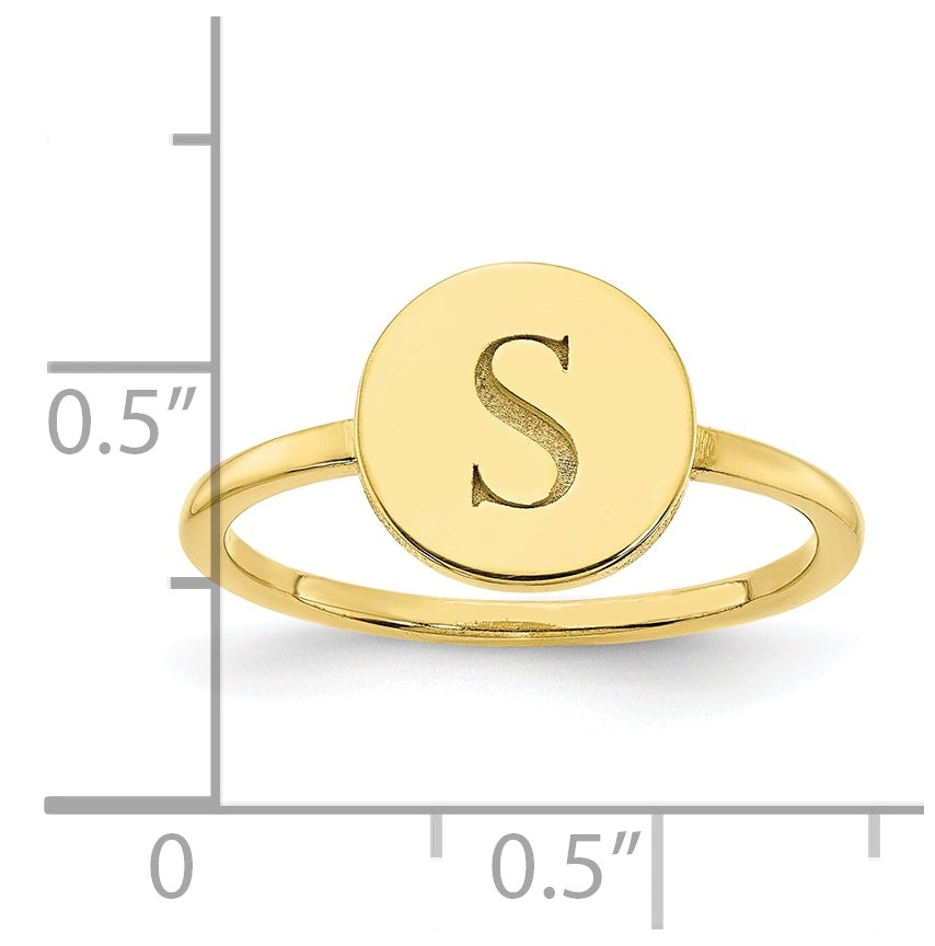 10K Yellow Gold Initial Circle Signet Ring, Size 6