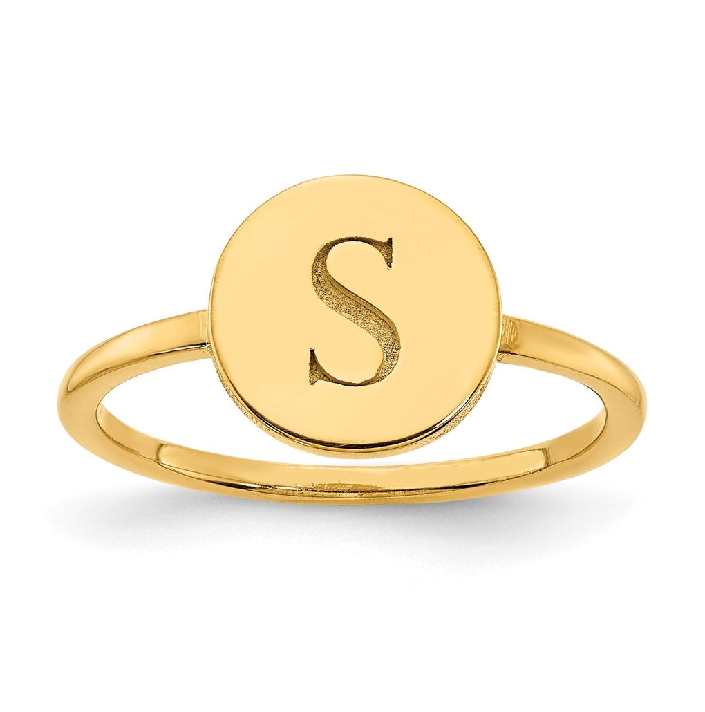 10K Yellow Gold Initial Circle Signet Ring, Size 6