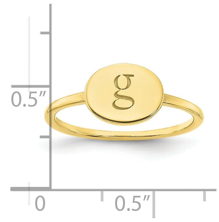 10K Yellow Gold Initial Oval Signet Ring, Size 6