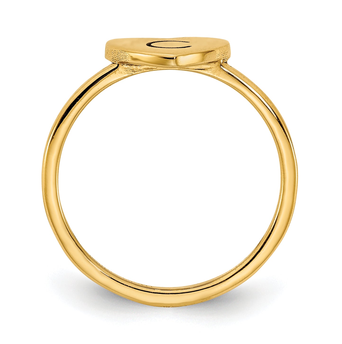 10K Yellow Gold Initial Heart Signet Ring, Size 6