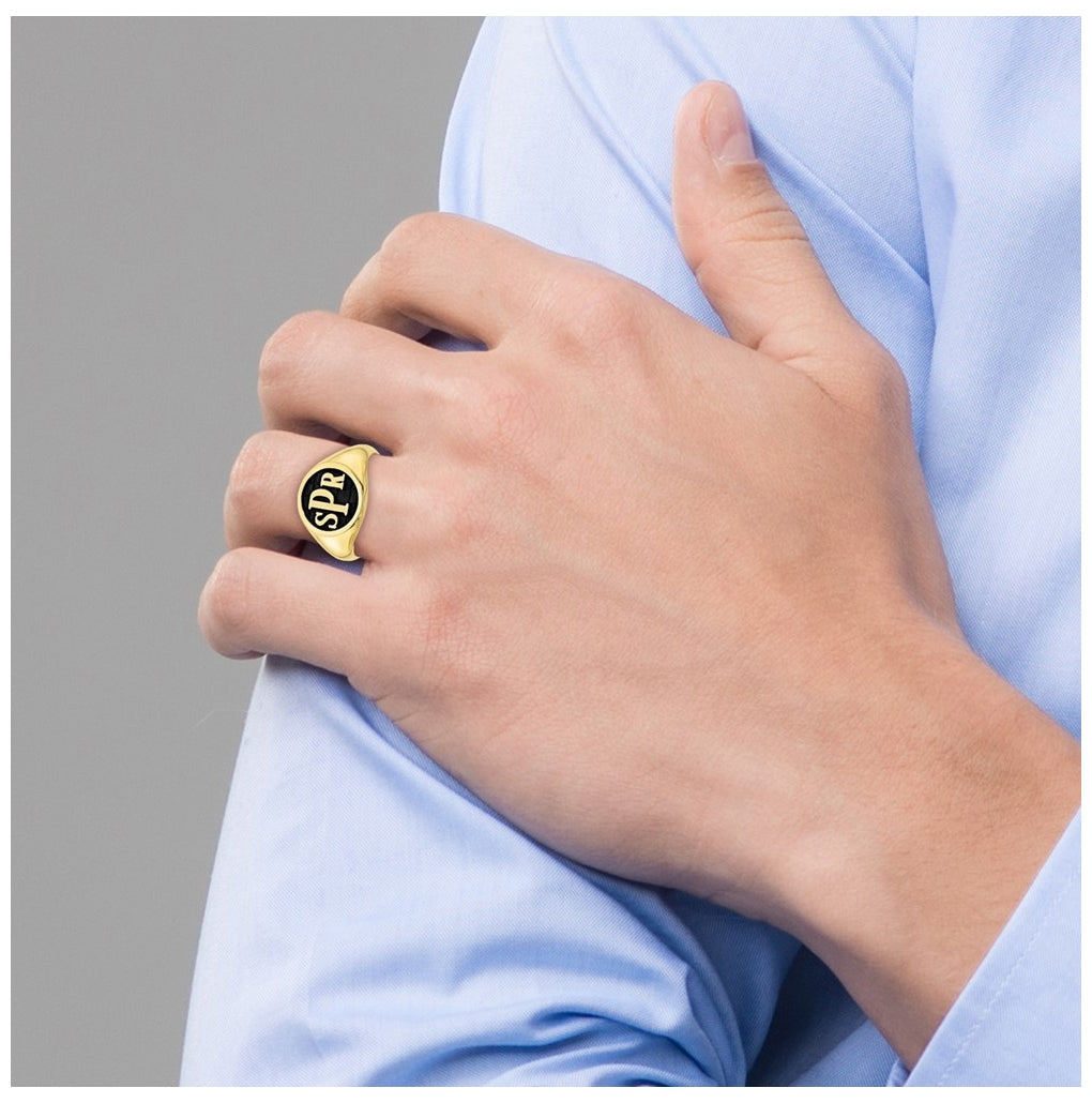 10k Yellow Or White Gold with Epoxy Monogram Ring – Elegant Jewelry Gift for Birthday, Anniversary, Engagement, Wedding