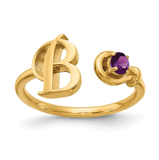 10K Yellow Gold Letter B with Birthstone Ring