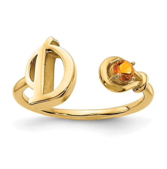 10K Yellow Gold Letter D with Birthstone Ring