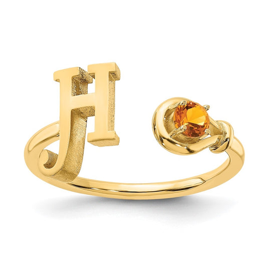 10K Yellow Gold Letter H with Birthstone Ring
