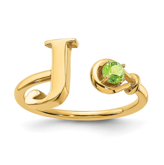 10K Yellow Gold Letter J with Birthstone Ring